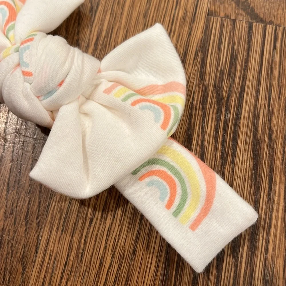 Baby girl rainbow print bow headband